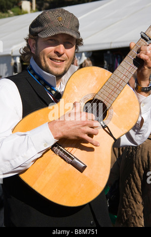 Torrox Village Axarquia Region Malaga Spain Young man from Verdiales group playing acoustic guitar Stock Photo