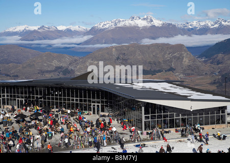 Lunch on the Terrace at Coronet Peak Ski Area Queenstown South Island New Zealand Stock Photo