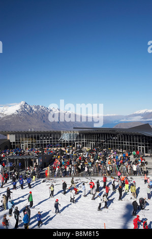 Lunch on the Terrace at Coronet Peak Ski Area Queenstown South Island New Zealand Stock Photo