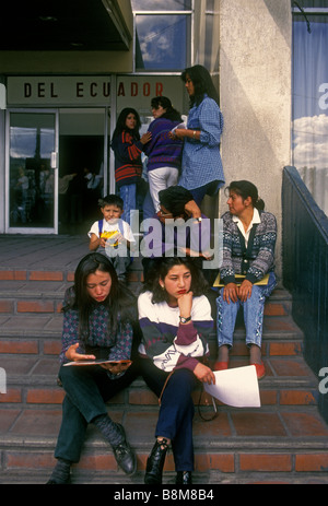 Ecuadorans, Ecuadoran students, students, on campus, campus, Central University, city of Quito, Quito, Pichincha Province, Ecuador, South America Stock Photo