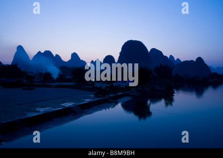 China Guangxi Province Guilin Yangshuo beautiful scenery of Yulong River Stock Photo