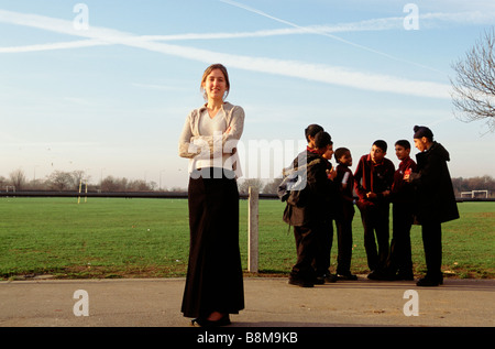 Cranford Community College UK Katie Waldgrade at Cranford Community College beside the sports field Stock Photo