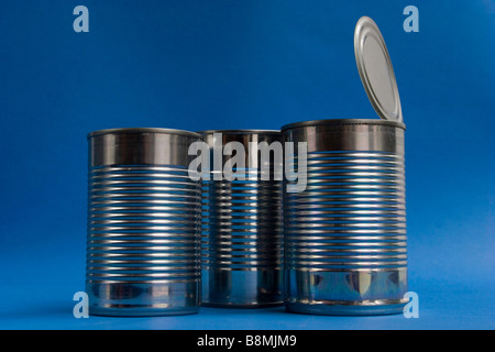 Tin cans empty waiting to be recycled Stock Photo