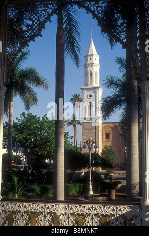 Main square and church in the town of El Fuerte, Sinaloa, Mexico Stock Photo