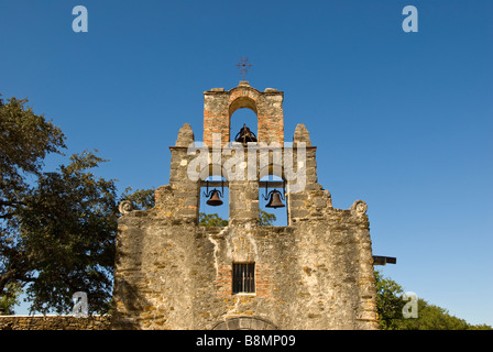 Mission Espada bell tower San Antonio Texas tx Missions National Historical Park us national park service san antonio texas tx Stock Photo