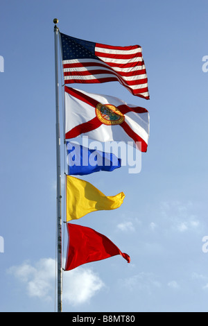 Flags of the United States of America and the State of Florida Stock Photo