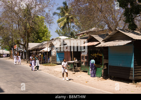 India Andaman and Nicobar Havelock island number 3 village bazaar children walking home after school Stock Photo