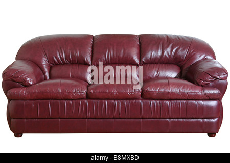 Sofa brown detail isolated on black background with path Stock Photo