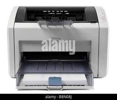 Officee equipment gray laser printer on white Stock Photo