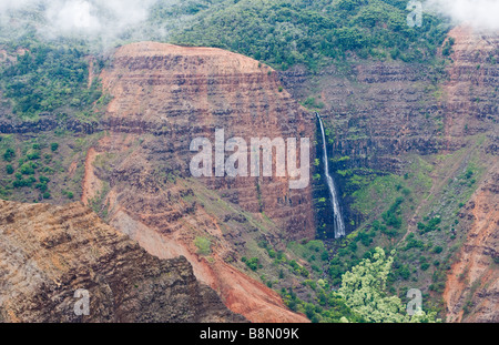 Waipo o Waterfall in the Upper Waimea Canyon Kauai Hawaii USA Stock Photo