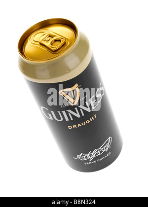 Branded Can Or Tin Of Guinness Stout Beer Isolated Against A White Background With No People And A Clipping Path Stock Photo