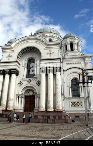 Church St. Michael Archangel on Laisvės Alėja (Freedom Avenue) in Kaunas in Lithuania Stock Photo