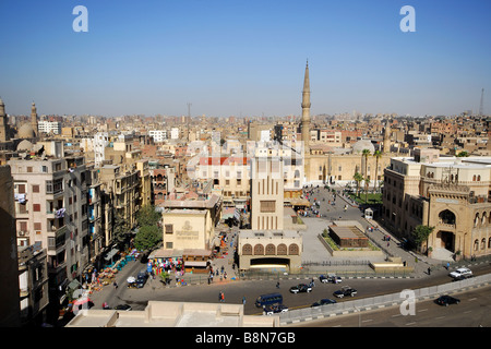 CAIRO, EGYPT. A view over the Khan el-Khalili Bazaar area of Islamic Cairo. 2009. Stock Photo