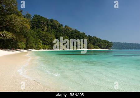 India Andaman and Nicobar Havelock island Radha Nagar number 7 lagoon beach panoramic Stock Photo