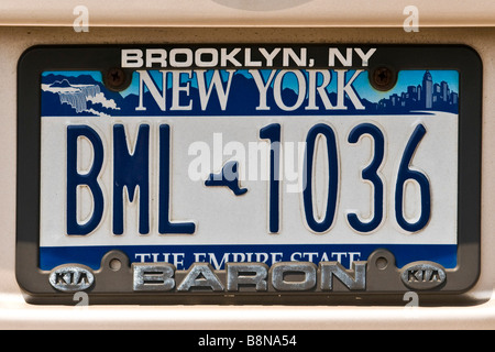 New York license plate; vehicle registration number. New York NY 