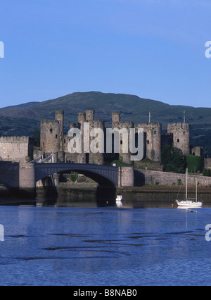 Conwy Castle and river in early morning light Conwy North Wales UK Stock Photo