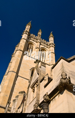 Looking up at the chapel tower of Magdalen College Stock Photo
