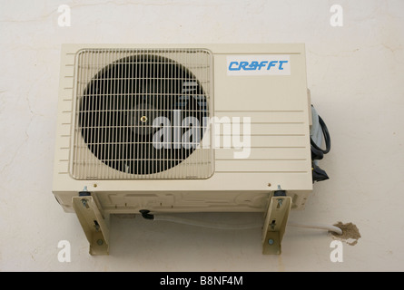 Outside Wall Mounted Air Conditioning Machine Stock Photo