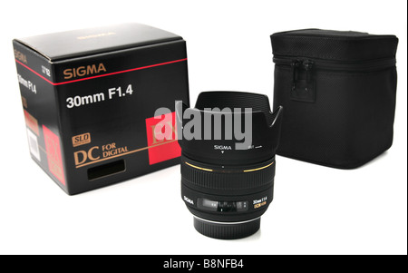 Pack-shot of the Sigma 30mm f1.4 lens Stock Photo