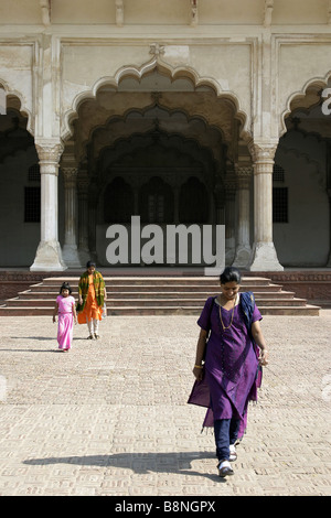 Indian women look around the Agra fort India Stock Photo