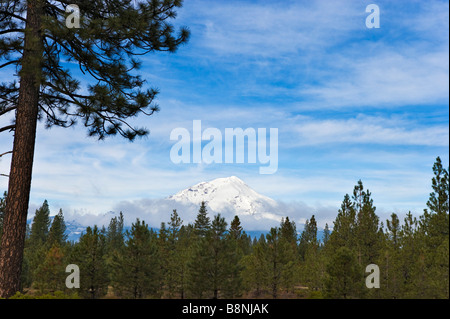 Mount Shasta from SR 89 (CA), Northern California, USA Stock Photo