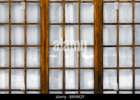 Detail of latticed french window in russian zars residence in Peterhof. Stock Photo