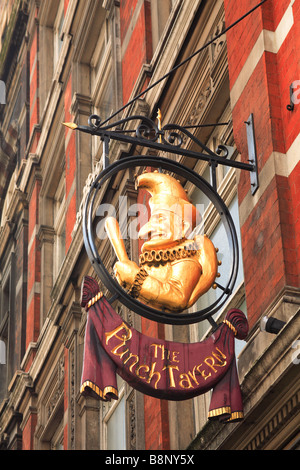 The Punch Tavern pub sign Fleet Street City of London England Stock Photo