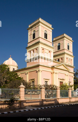 India Pondicherry Dumas Street Notre Dame de Agnes church Stock Photo