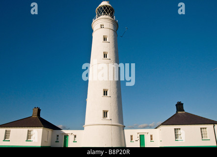 Nash Point Lighthouse on the Glamorgan Coast in south Wales on a sunny March day Stock Photo