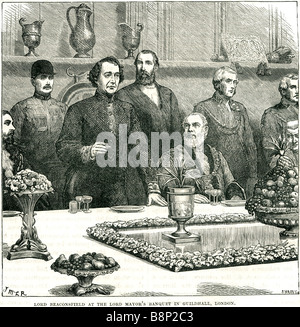 Lord beaconsfield lord mayor's banquet guildhall london D'Israeli 1876 Prime Minister Stock Photo