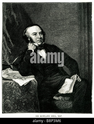 sir rowland hill 1847 British teacher penny postage postal social reformer Stock Photo