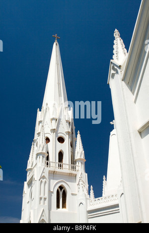 India Tamil Nadu Chennai Santhome catholic cathedral basilica spire Stock Photo