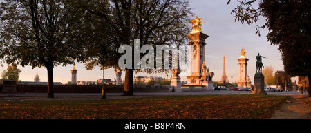 Eiffel Tower and Pont Alexandre III Paris France Stock Photo