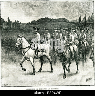 surrender General John Burgoyne saratoga British army officer politician dramatist American War of Independence Stock Photo