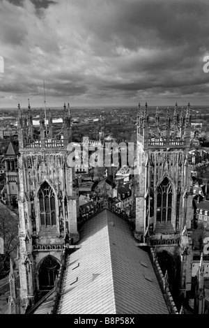 A view of York from the top of the Minster tower, York, North Yorkshire, England, UK Stock Photo