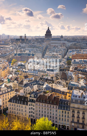 View over Paris to the Pantheon Dome Paris France Stock Photo
