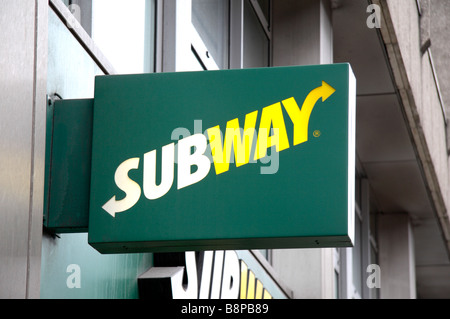A sign above the Subway sandwich shop on Holborn Viaduct, London. Feb 2009 Stock Photo