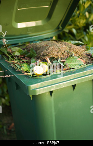 Compost in garbage can Stock Photo