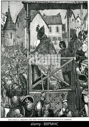 pope urban II preaching the first crusade in the market- place of clermont Pope Urban II (1042 – July 29, 1099), born Otho de La Stock Photo