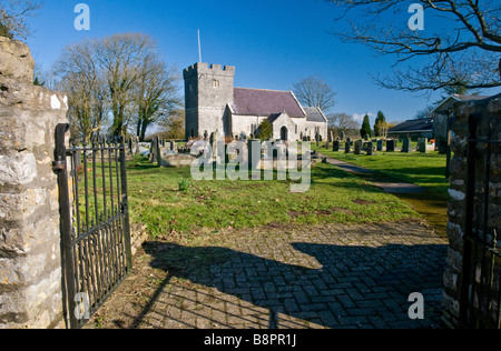 Parish Church of St Donat in the welsh village of Welsh St Donats Vale of Glamorgan Stock Photo