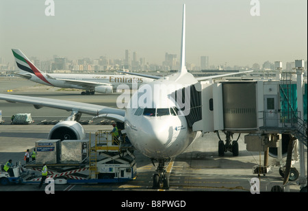 aircraft on tarmac at dubai airport, uae Stock Photo