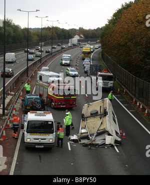 Accident on M4 motorway near the city of Newport South Wales GB UK