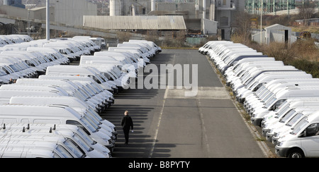 LINES OF LDV VANS AT THE LDV VAN FACTORY,DREWS LANE,WASHWOOD HEATH,BIRMINGHAM ,ENGLAND,UK. Stock Photo