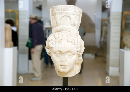 Marble head  of the goddess Tyche in The Jordan Museum of Archaeology, Amman, Jordan Stock Photo