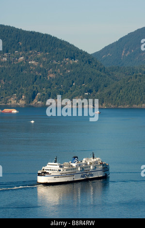 A BC Ferry leaves Horseshoe Bay.  West Vancouver BC, Canada Stock Photo