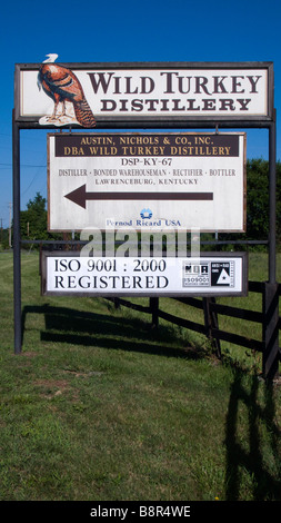 Sign to Austin Nichols Wild Turkey Distillery Lawrenceburg Kentucky USA Stock Photo
