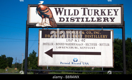 Sign to Austin Nichols Wild Turkey Distillery Lawrenceburg Kentucky USA Stock Photo