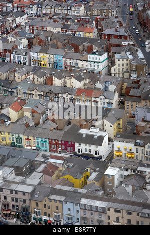 A view from Blackpool Tower in Blackpool, UK, looking over guest houses and small shops in the town Stock Photo