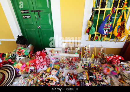 Young woman selling Carnival' souvenirs during the Carnival of Barranquilla, Atlantico,  Colombia, South America Stock Photo