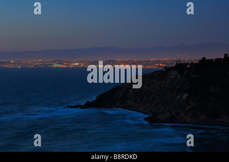 Greater Los Angeles during twilight, Palos Verdes Estates CA Stock Photo